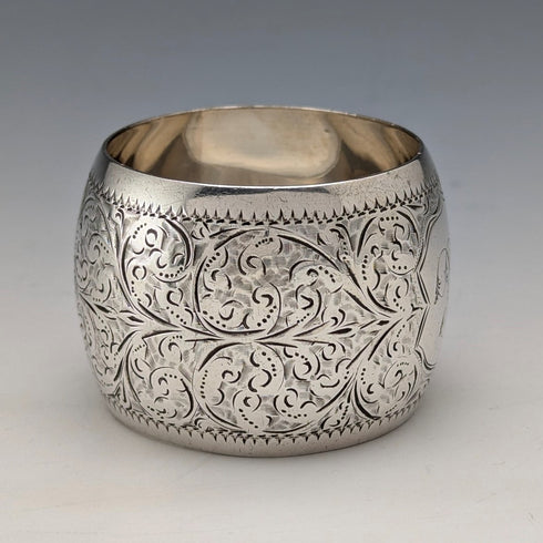 1897 British antique sterling silver napkin ring, 36g, Hilliard & Thomason